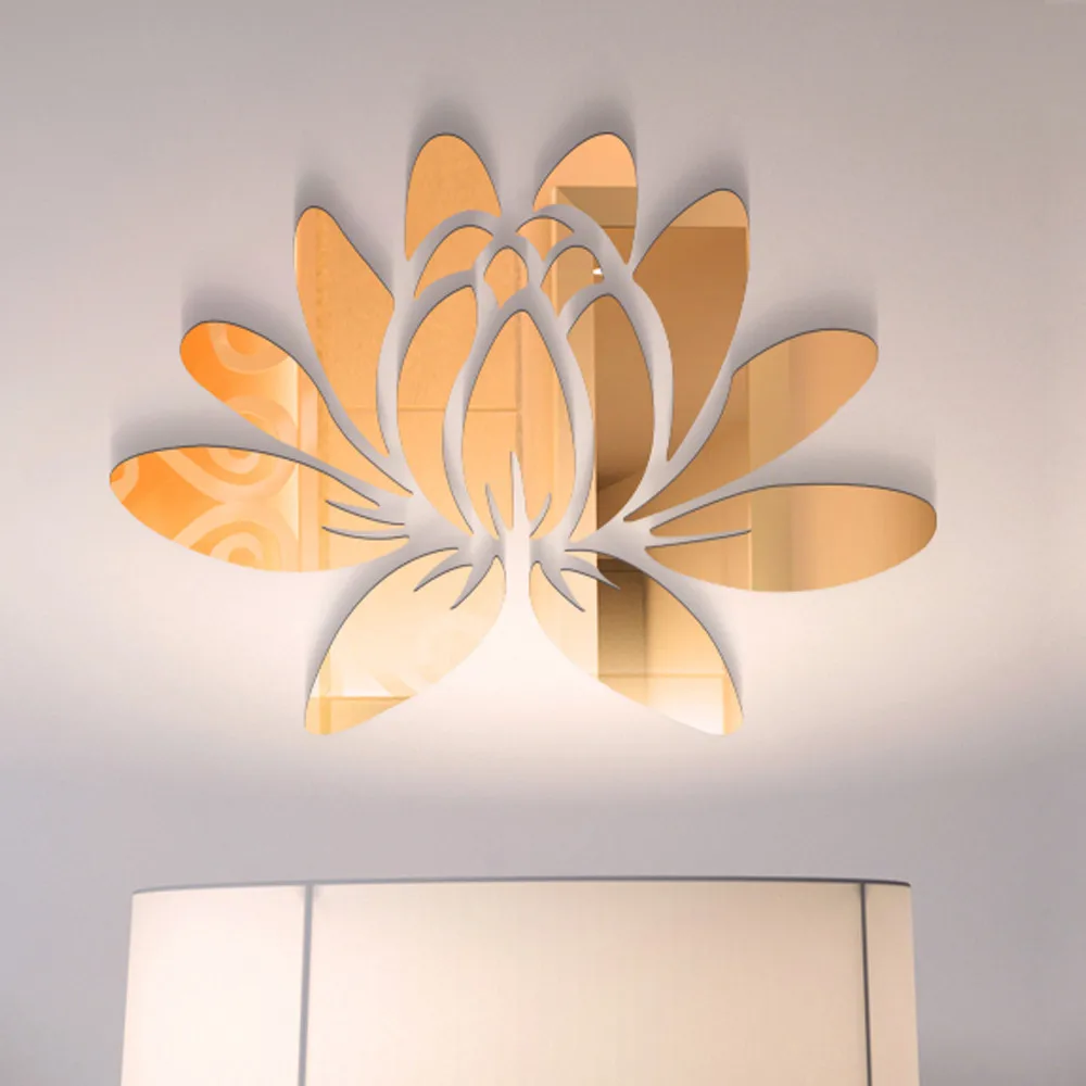 

New Modern Mirror Style Removable Elegant Lotus Flower Acrylic Mirror Wall Stickers for Kids Rooms Living Room Decor K3