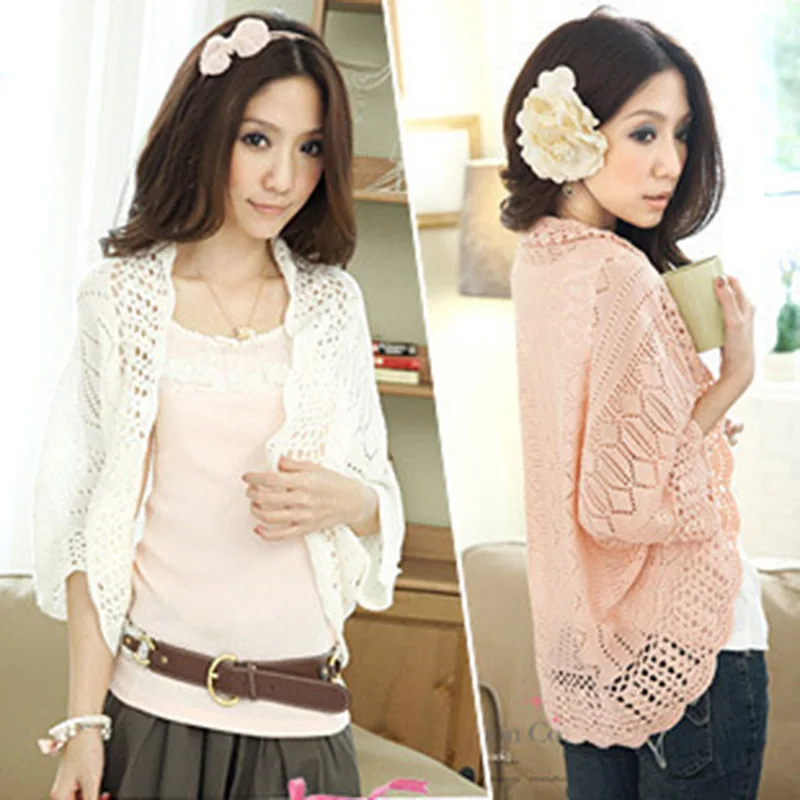 

One Size Women's Bat Sleeve Wrap Shrug Bolero Loose Sheer Summer Sweater Girl's Cape Jacket