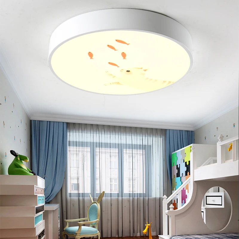 4 Colors Cartoon Led Ceiling Lamp Acrylic Lamp Shade for Kids Childs Modern Nordic Round Ceiling Lights Fixtures Living Room