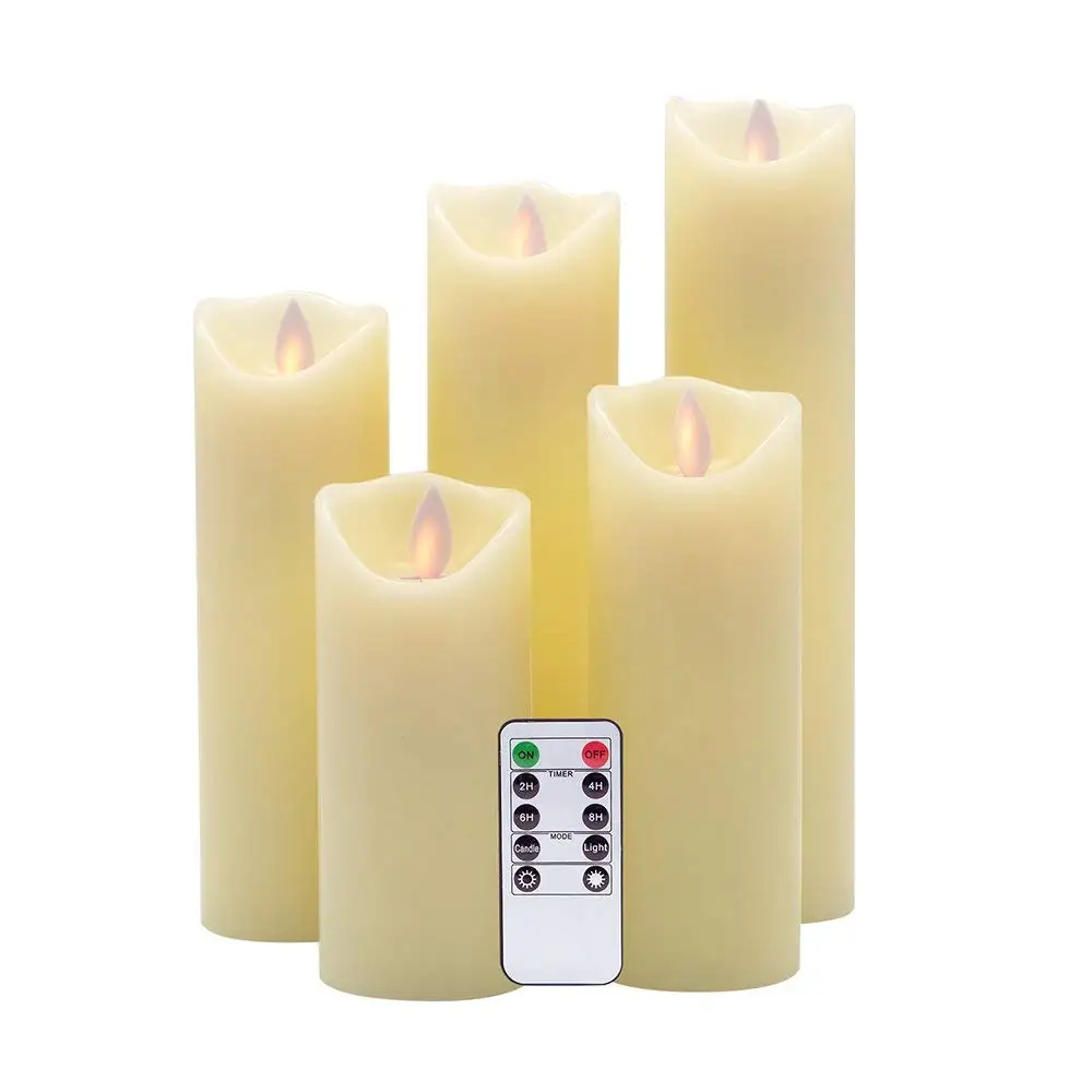 

Pack of 5 Remote Control Flameless Wax Candles With Remote and Timer function,Battery Operated Electric Moving Wick Swing Candle
