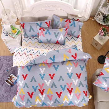 

UNIKEA 2016 New Bedding Sets Grey arrow pattern Ahn'Qiraj Reactive Printing Bed Sheets Quilt Cover pillowcase King Queen Full Tw
