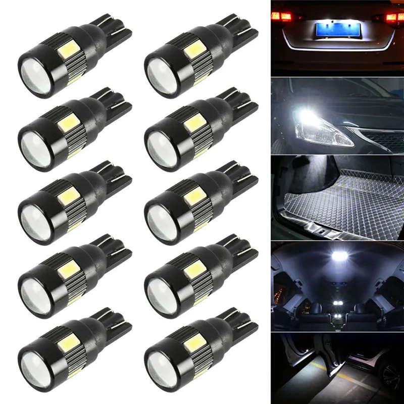 

10Pcs 6000K Canbus 6 SMD W5W 501 Side Light White T10 LED Car Bulbs Error Free Car Side Lamp Car Led Car Accessories