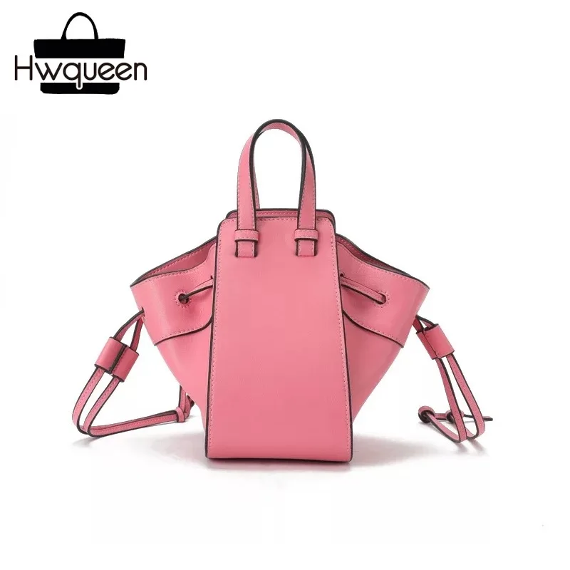 

Luxury Designer Genuine Leather String Closure Women Small Trapeze Purse Colorful Lady Summer Shoulder Bag Female Crossbody Bag