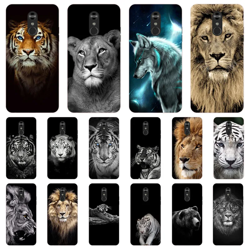 

for LG Q Stylo 4 Case,Silicon Tigers and lions Painting Soft TPU Back Cover for LG Q Stylo 2018 protect Phone cases shell