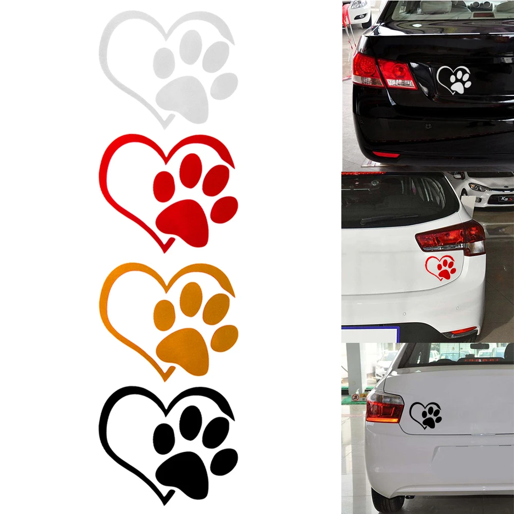 PAW HEART Vinyl Decal Sticker Window Wall Bumper Animal Adopt Dog Cat Love Pet