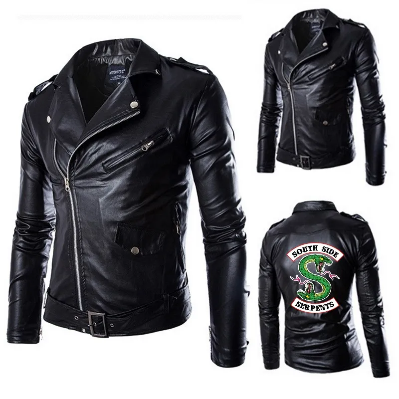 

2019 New Autumn Men's PU Leather Riverdale Southside Serpents Jacket For Men Fitness Fashion Male Suede Jacket Casual Coat