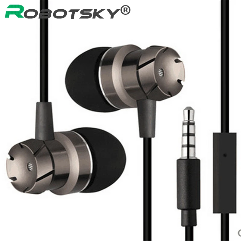 

Robotsky Mental in-ear Earphone Gold-plated Earphone with Mic for Phone PC Laptop