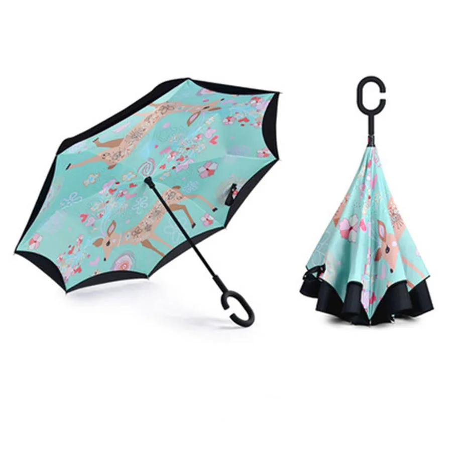 Buy Double Rain Inverted Umbrella Women Sunny Folding