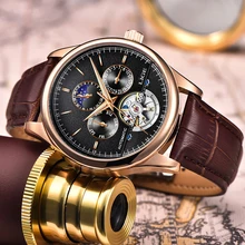 LIGE Brand Men Watches Automatic Mechanical Watch Tourbillon Sport Clock Leather Casual Business Retro Wristwatch Relojes Hombre