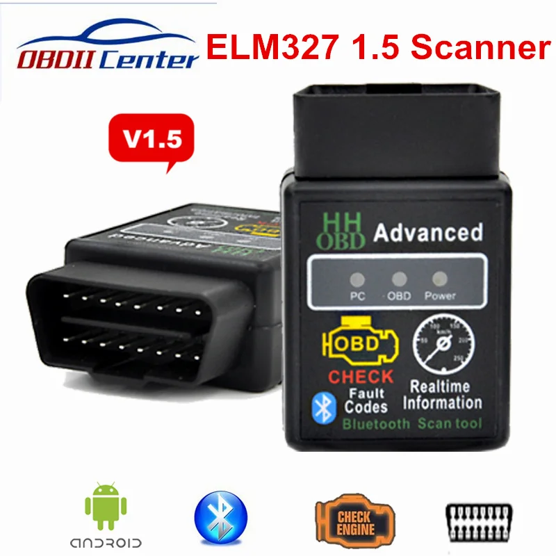 Диагностический сканер HH OBD Elm327 V1.5 диагностический Bluetooth ELM 327 1 5 аппаратное