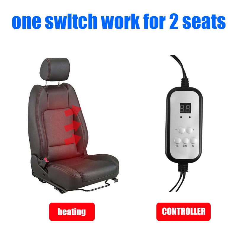 2 seat нагреватель установка в автомобильный нагреватель для водителя и пассажира ЖК-переключатель сплава волокна Подогрев сиденье для универсального 12 В автомобиля