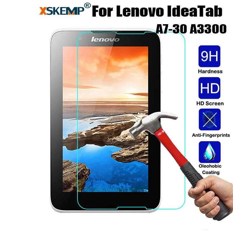 XSKEMP 9H Tempered Glass For Lenovo IdeaTab A7 30 A3300 7.0 inch Screen