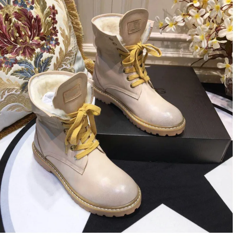 JCHQD/Новинка г. ботинки «Мартенс», модная шерстяная теплая обувь, сапоги, теплые женские зимние сапоги из воловьей кожи, женская обувь высокого качества - Цвет: Apricot