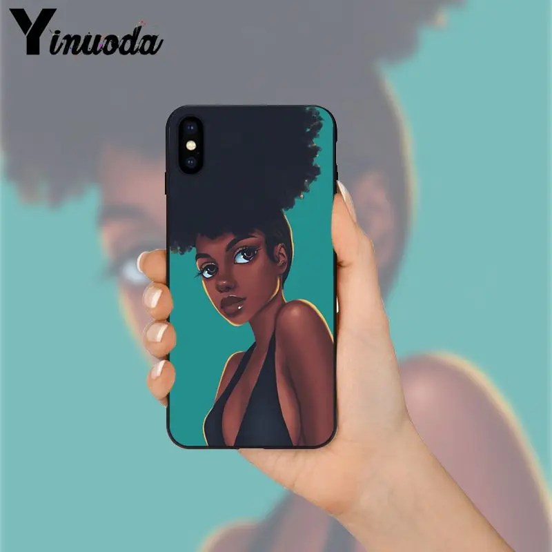 Yinuoda MELANIN POPPIN Black Girl capas Роскошный Уникальный Дизайн чехол для телефона Apple iPhone 8 7 6S