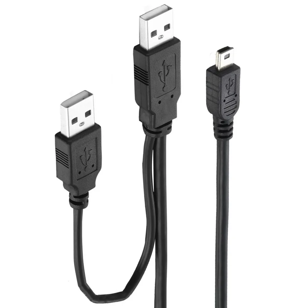 Bochara 2 в 1 USB2.0 type A Male to Mini 5P Male Кабель+ USB Male to Male Кабель питания Y сплиттер для HDD MP3 MP4 камеры