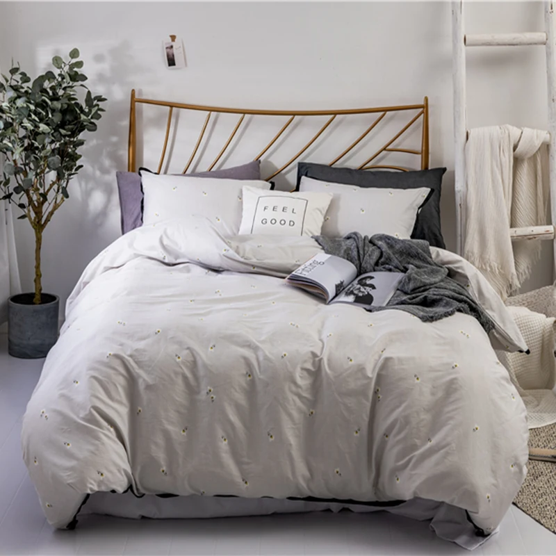 

DIFUNINA Soft Cotton Print Bedding Sets Lace 3-piece Bedclothes include Duvet Cover Pillowcase Bedding Linen
