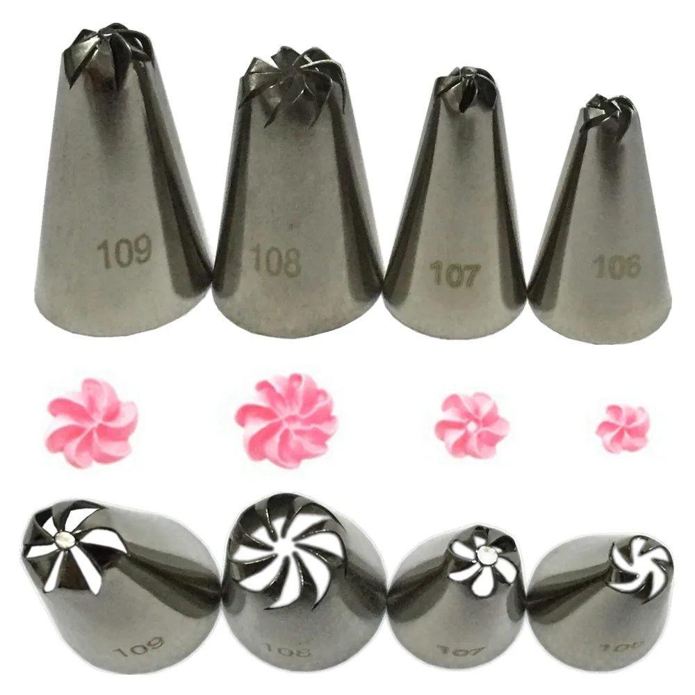 

4pcs / set Russian Icing Piping Nozzle Tube Cupcake Cake Decorating Tips Nozzle Sugarcraft Pastry Tip Rose Flowe Tools Bakeware