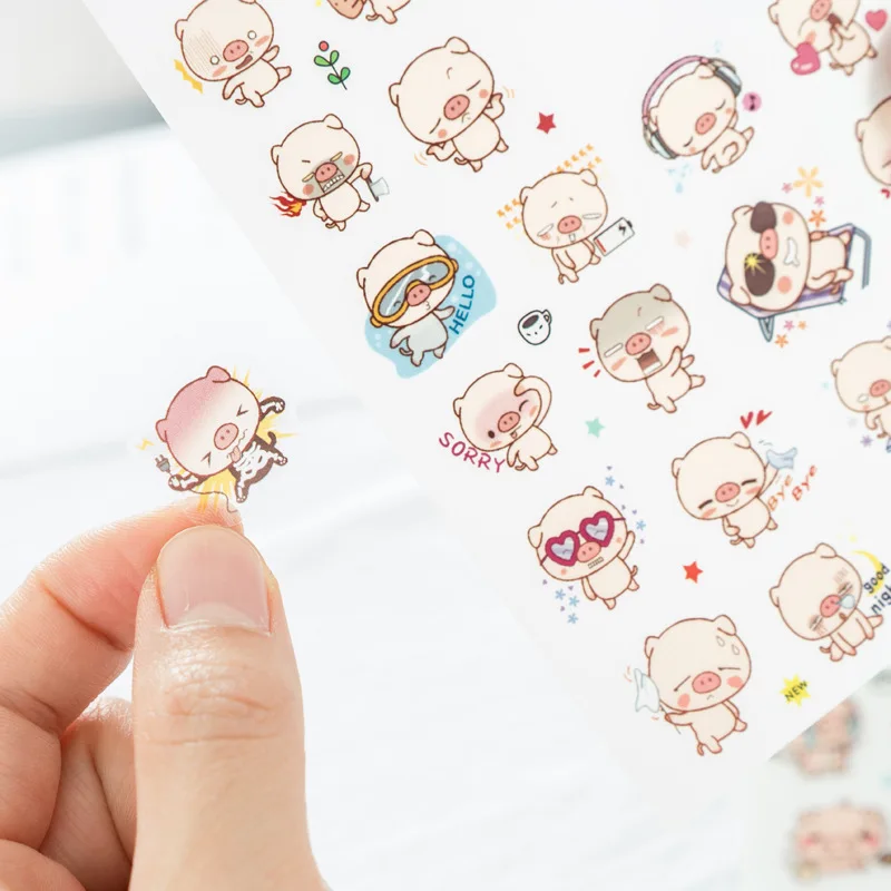 

6pcs/lot Pvc Pig Animal Cute Stationery Stickers For Planner Diary Phone Book Decorative Kawaii Scrapbooking School Supplies