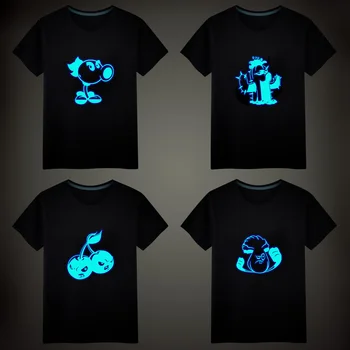 

Game PVZ Sunflower Peashoter Wallnut Luminous Kids T-Shirts Boy Girls Fluorescent Short Sleeves T shirt Baby Cotton Tops Ves