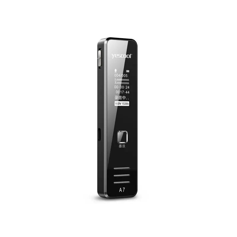 Yescool A7 8 16 32GB Metal mini Glass panel slim Voice active denoise lossless varispeed player Portable voice Recorder MP3