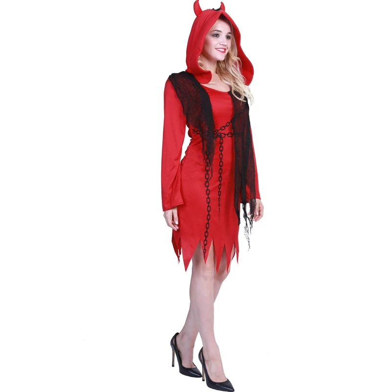 Женский взрослый Devilish Desire сексуальный окованный красный дьявольский Хеллоуин костюм для вечеринки