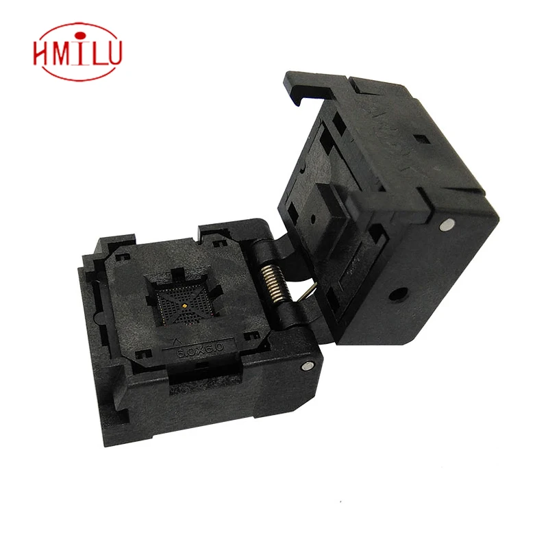 

QFN52 Burn in Socket QFN52 MLF52 IC Test Socket Pitch 0.4mm Alloy Clamshell Chip Size 6*6 Flash Adapter Programming Socket
