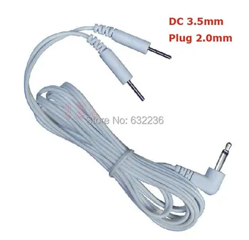 

DHL Freeshipping 200pcs/lot 2 in 1 DC head 3.5mm electrode wire/cable plug 2mm Thick for tens ems digital therapy machine