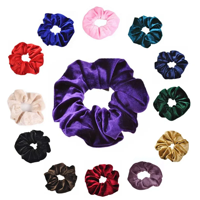 

2Pcs 30 Colors Velvet Scrunchies Solid Elastic Band Donut Ponytail Holder Hair Scrunchies Wholesale Rubber Band Gum For Women