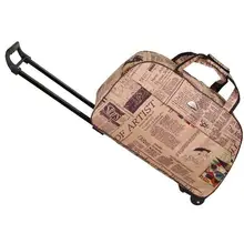 August Jahrgang Portable Reisetasche Handgepäck Männer Frauen Falten Rollgepäck Koffer Mit Rädern frauen Handtasche