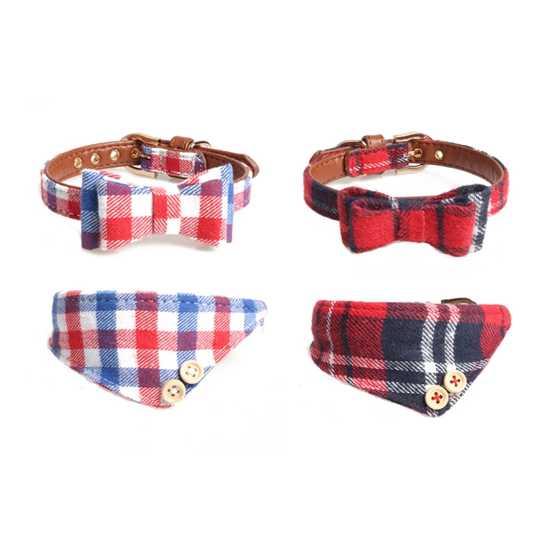 Pets Puppy Cat Collar Bandana Soft Cotton PU Leather Bow Tie Plaid Bowknot Small Cats Collars Outdoor Walking Dogs Leashes Pets Puppy Cat Collar Bandana Soft Cotton PU Leather Bow Tie Plaid Bowknot Small Cats Collars Outdoor Walking Dogs Leashes