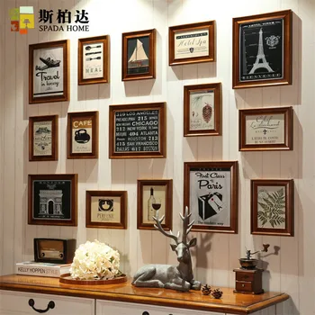 

Vintage Photo Frame Wooden Frames For Wall Collage Frames Quadros Decorativos Porta Retrato Moldura 15 Pieces/Lot Home Decor