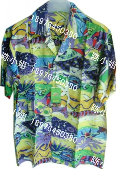 

Hainan island service hainan shirt male cotton silk dress beach casual 2XL 3XL