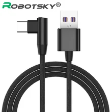 Robotsky 5A usb type C супер быстрый зарядный кабель 90 градусов type-c кабель для передачи данных зарядное устройство USB C кабель для huawei Mate20 P20 Honor 10