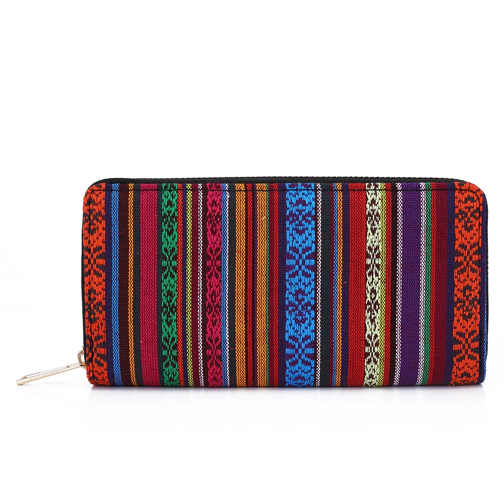 

SANSARYA 2018 Hippy Hippe Bohemian Aztec Thai Woven Red Long Zipper Women Wallets Vintage Card Holder Ladies Female Purse