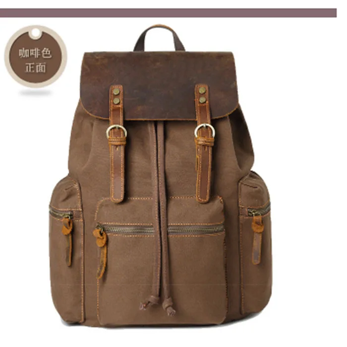 

Men Male Canvas black/grey Big Capacity College School Student Khaki ArmyGreen Backpack Casual Rucksacks Travel Bag Gray Unisex