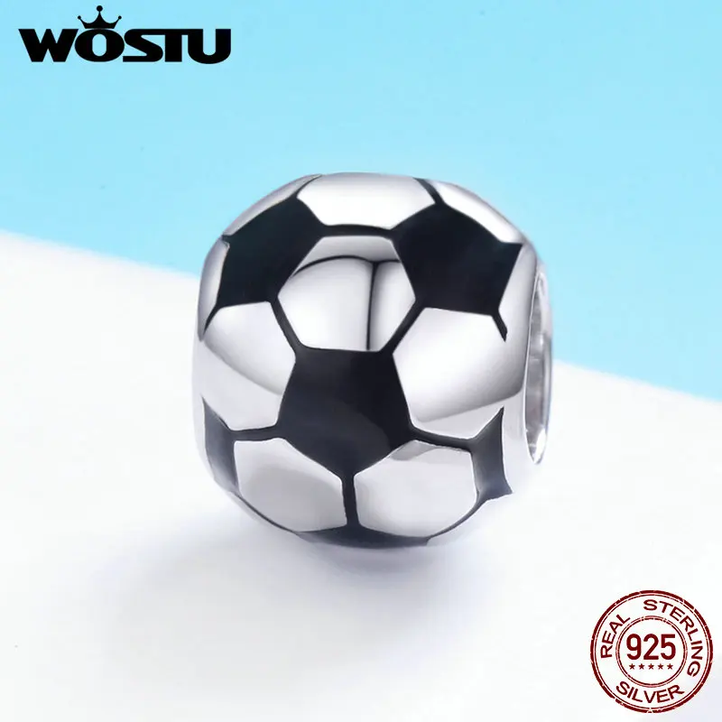WOSTU Новый трендовый браслет из стерлингового серебра 925 пробы с надписью I Love Football