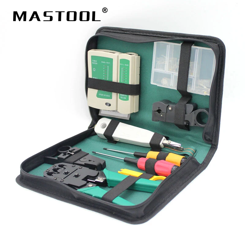 

9 in 1 Computer Tool Kit Cable Wire Tester Crimping Cutter Punch Down Stripping Cable Tools Kit Computer Network Repair Tool Kit