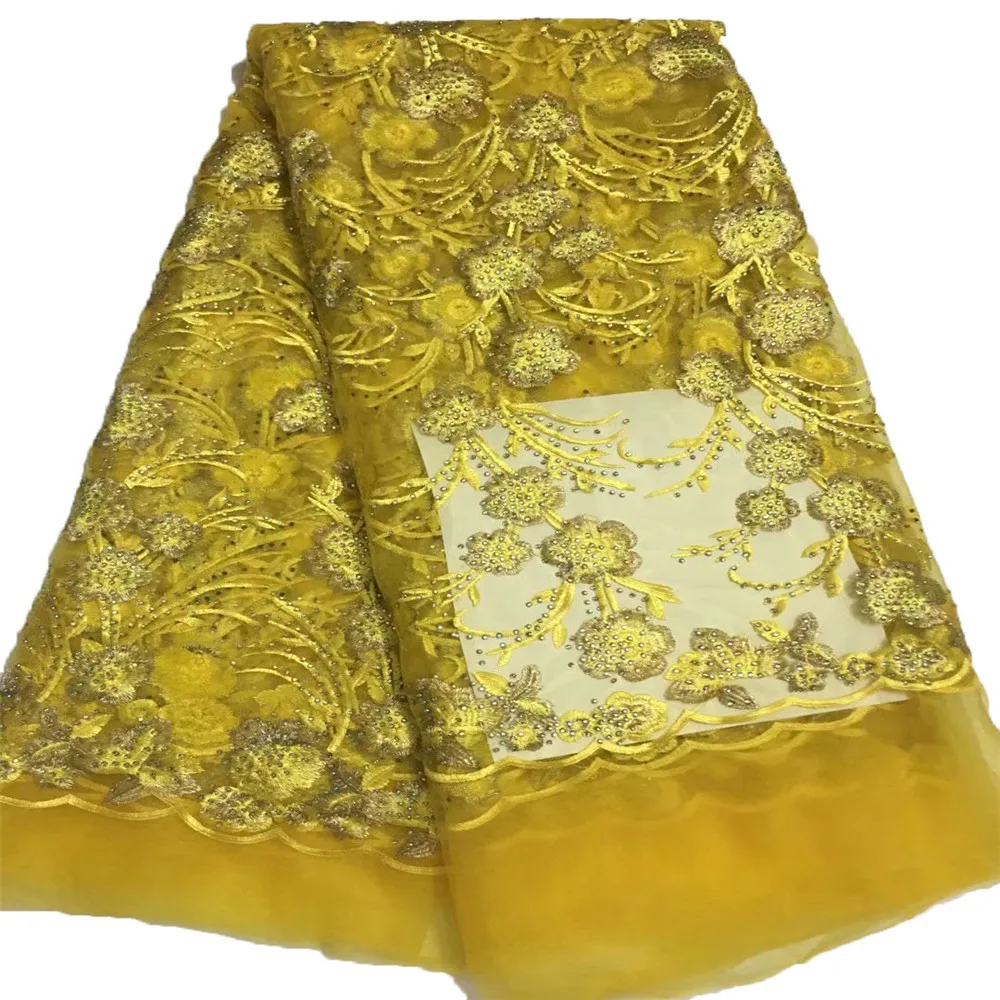 

5yards High quality African lace fabric with stones French lace fabric Nigerian Net lace fabric for dress X717-1