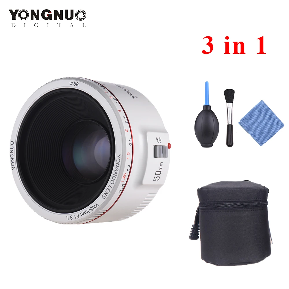 Объектив YONGNUO YN50mm F1.8 II стандартный объектив с большой апертурой и автофокусом 0,35 объектив с самым близким фокусным расстоянием для Canon EOS 70D 5D2