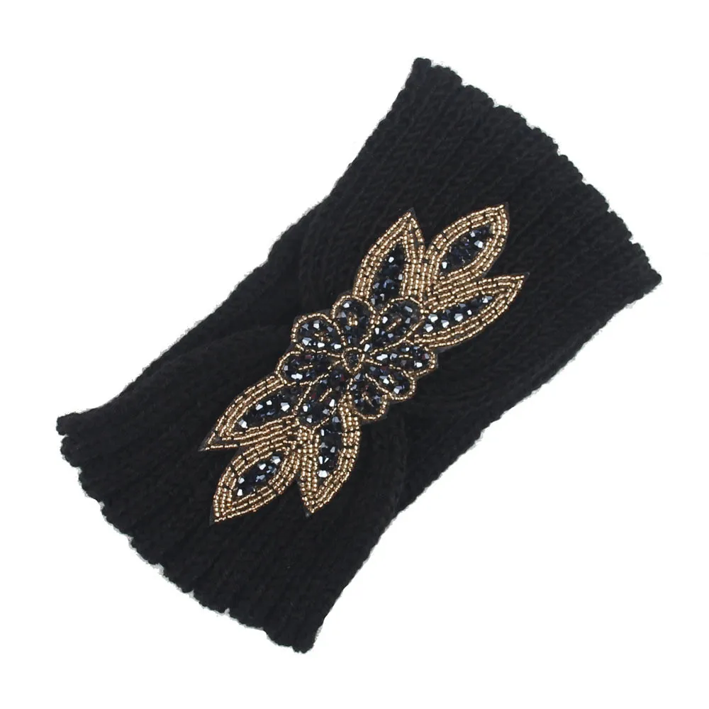 Зимняя теплая вязаная повязка на голову с ушками, тюрбан для женщин, вязаная крючком широкая эластичная повязка для головы, аксессуары для волос