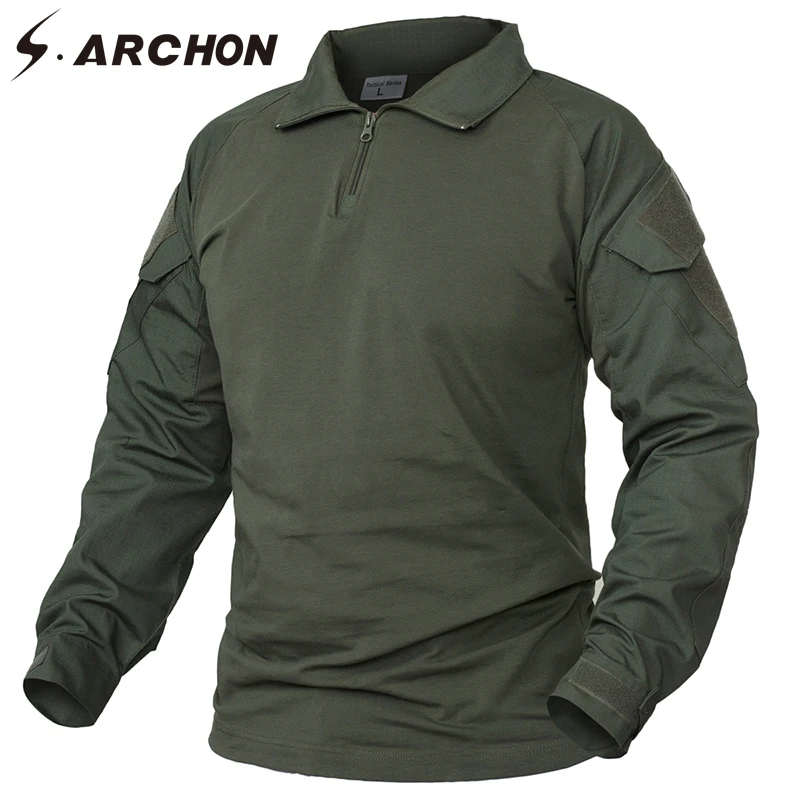 Продажа S. ARCHON Камуфляж Армейская футболка для мужчин RU США солдаты Combat Tactical футболка Военная Униформа силы Multicam с длинным рукавом футболки