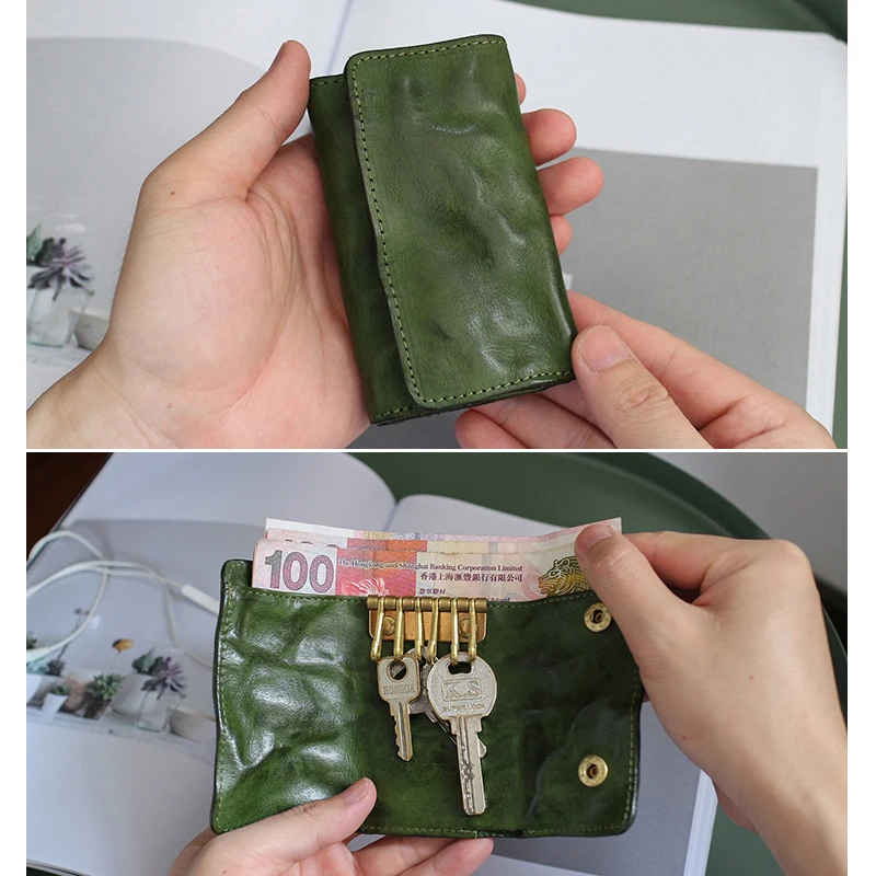 Новый Кошелек для ключей из натуральной кожи мужской брелок с застежкой