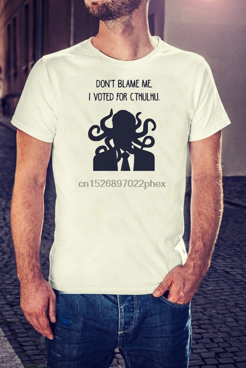 Футболка мужская с надписью Don't Blame Me I Voted For Cthulhu | Мужская одежда