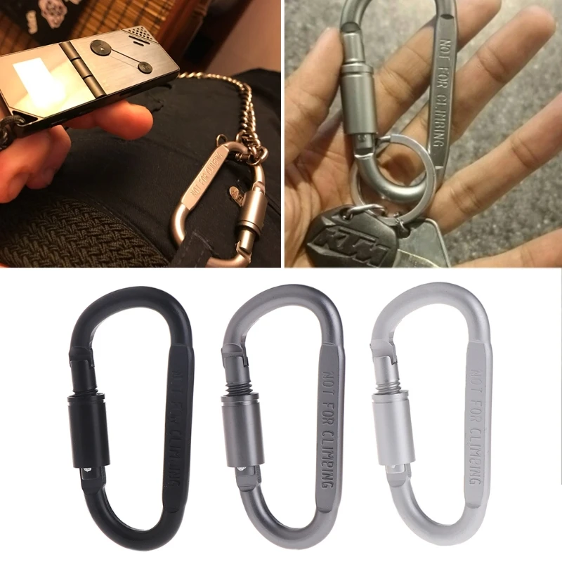 

D Shaped Camping Carabiner Aluminum Alloy Locking Hook Ring Key Climbing Tools