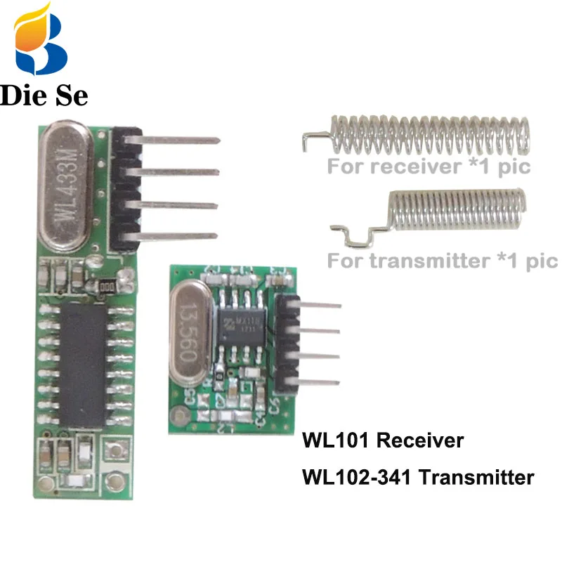 

3 sets 433Mhz RF receiver and transmitter Module kit with antenna DIY 433 Mhz Remote control For Arduino uno Superheterodyne RF