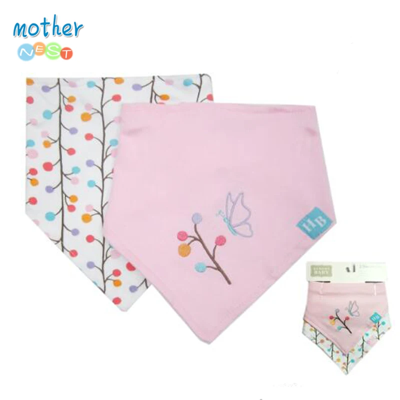 2 Pcslot Baby Bibs Bandana Cotton Double Layers Bird Pattern Bib Child Boys &Girls Triangle Bibs Bandana Infant Towel (1)
