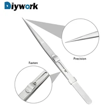 DIYWORK 165mm Precision Adjustable Slide Lock Tweezer for Jewelry Electronic Components Holding Tightly Repair Tool