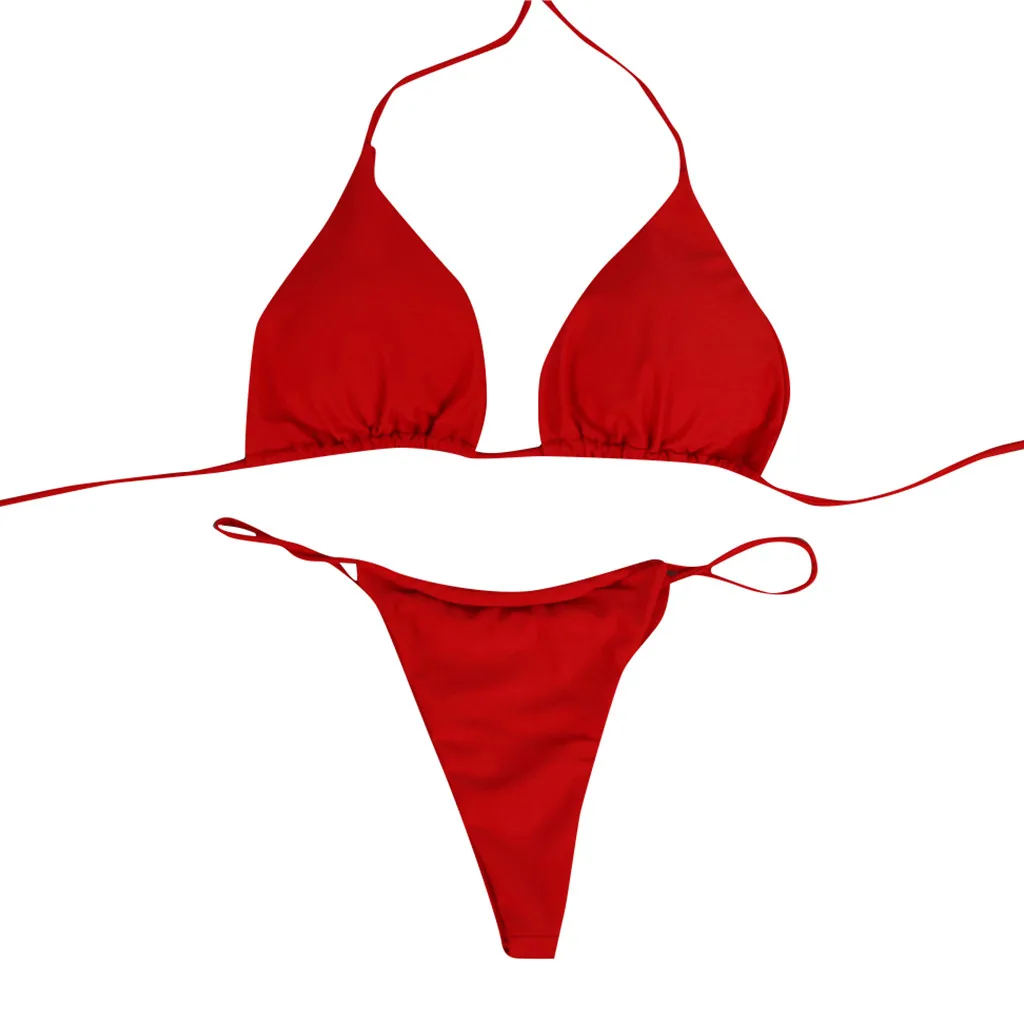 Купальник, сексуальное бикини, Женский Бандаж, бандаж, бикини, набор, пуш-ап, бразильский купальник, пляжная одежда, купальник, бикини, Banador - Цвет: Red