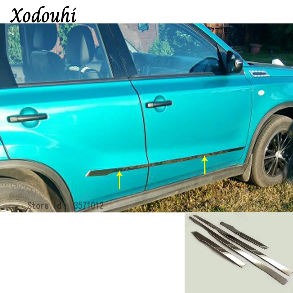 

For Suzuki Vitara 2016 2017 2018 car styling detector stainless steel Side Door Body trim sticks Strips Molding bumper part 4pcs