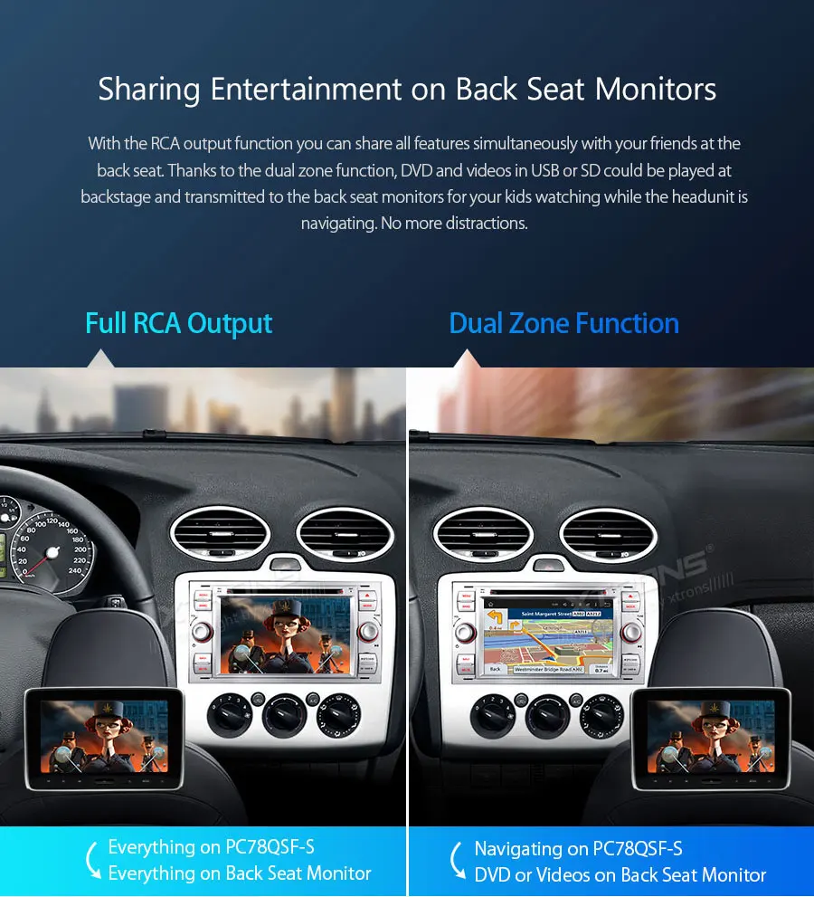 Top XTRONS 7" Android 8.1 Car Stereo DVD Player Radio GPS Navigation USB TPMS for FORD Focus II C-Max 2005 2006 2007 Fusion Transit 8